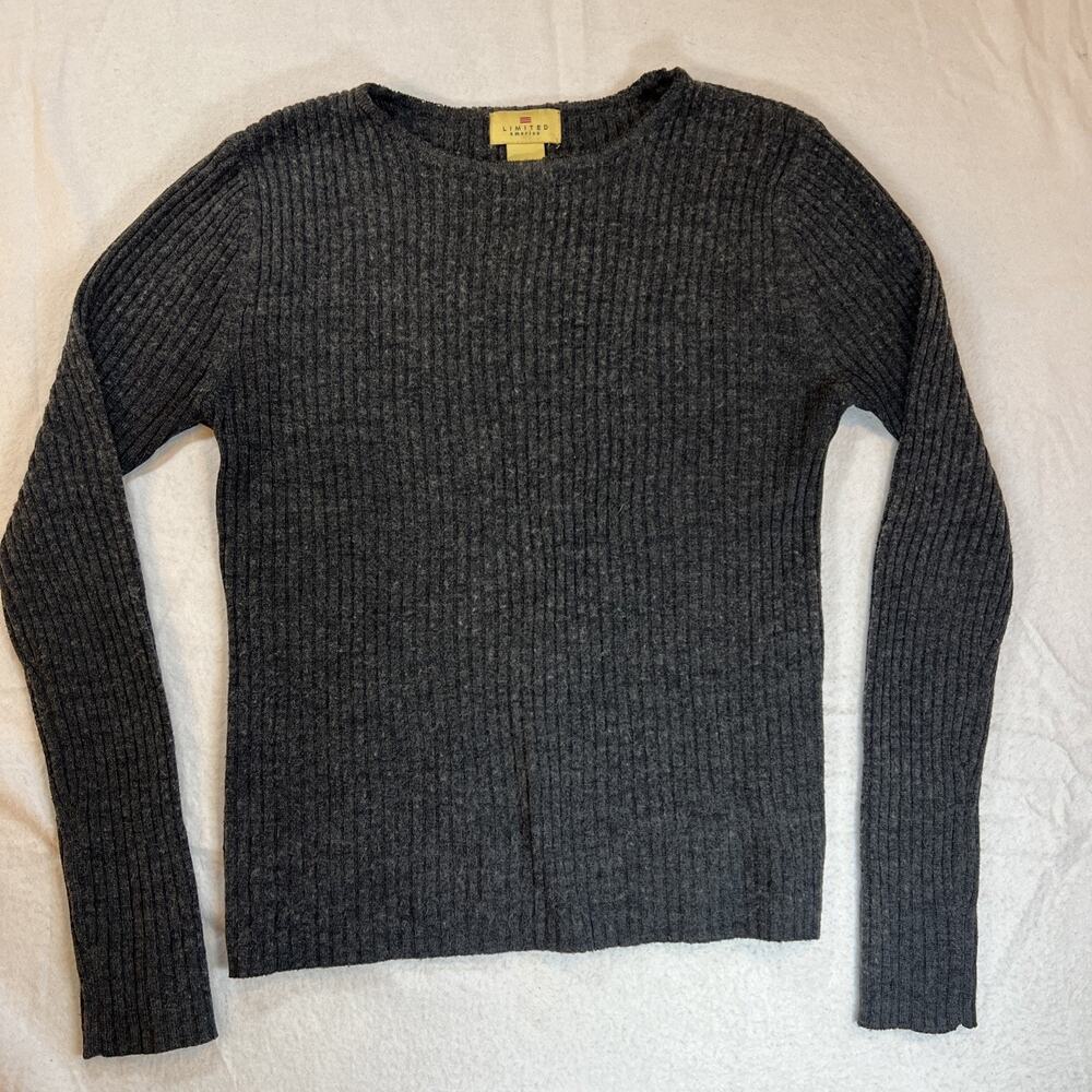 Vintage Limited America Charcoal Gray Ribbed‎ Sweater Small Classic Simple Clean